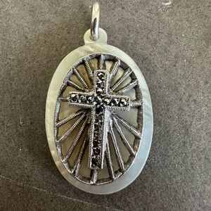 Vintage Sterling Silver & Marcasite Cross Pendant